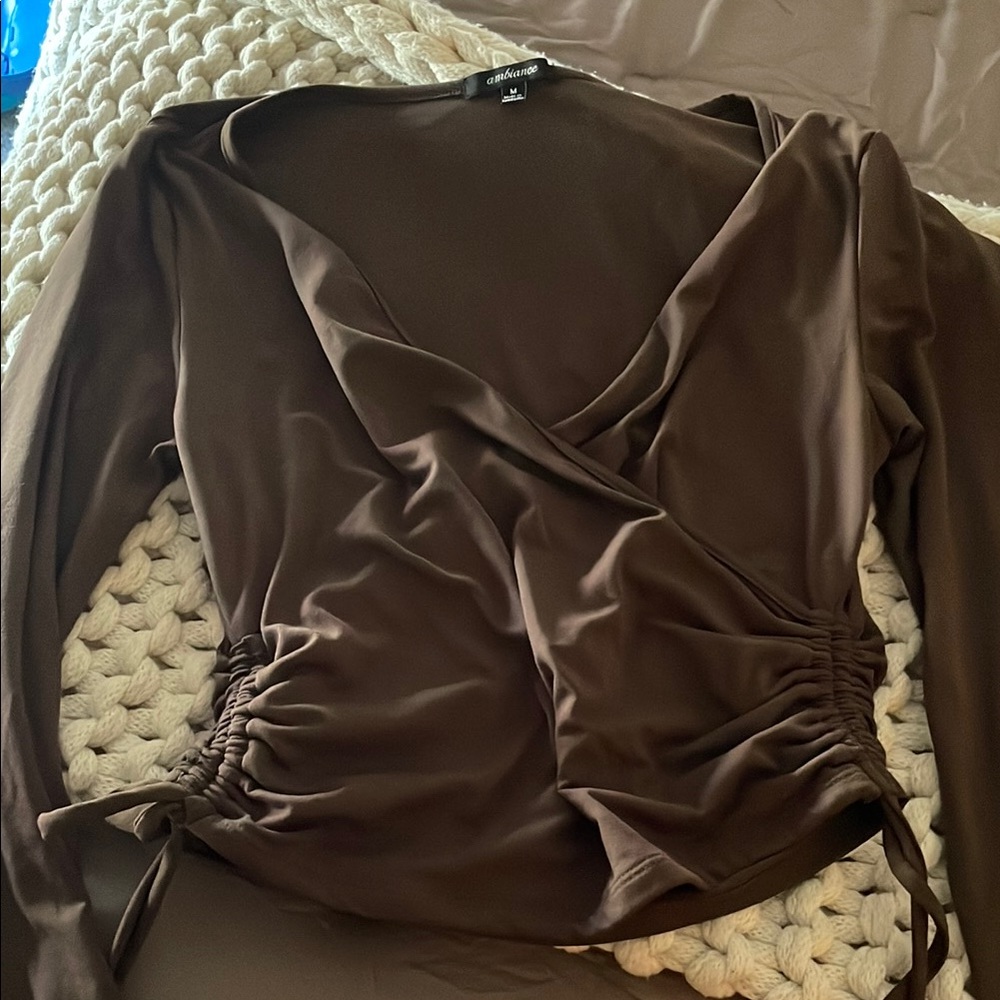 Stylish Brown Wrap Top